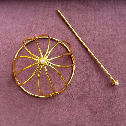 Petals Brass Bridal Bun Cage