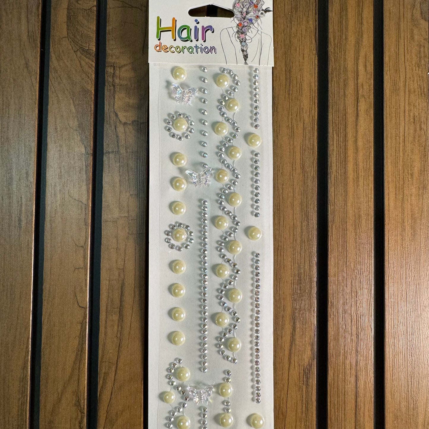 Pearl Butterfly & Stars 3D Hair Sticker Sheet | Self-Adhesive