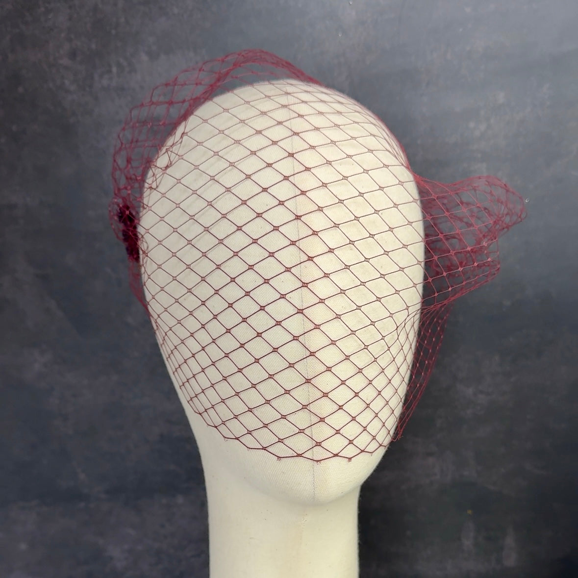 Wine Plum Birdcage Veil – Bold Retro Hair Accessory
