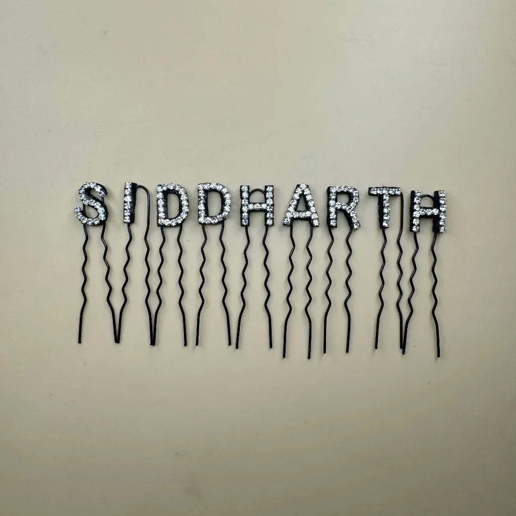 Custom Name Silver Crystal Letter Clips (Small)