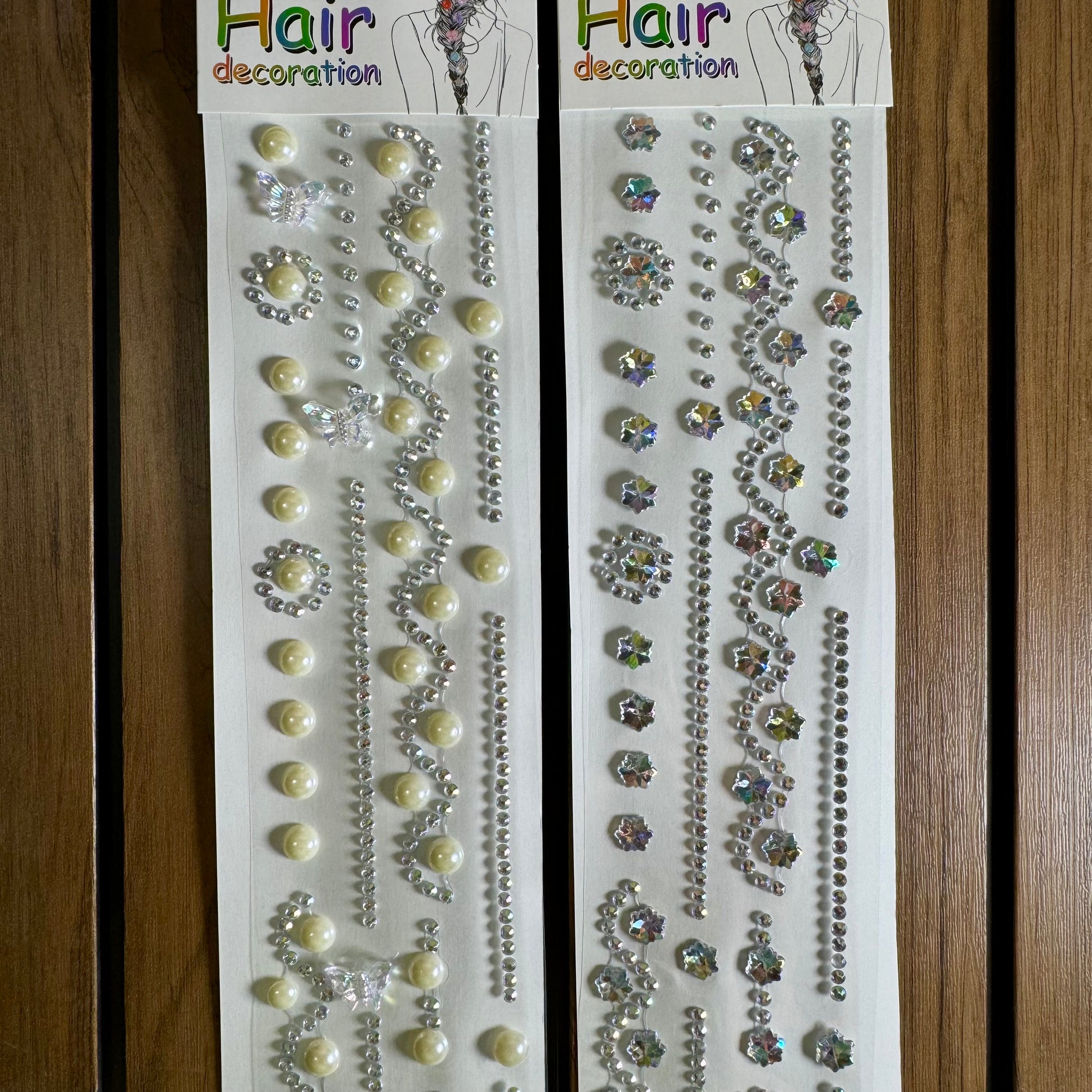 Pearl Butterfly & Stars 3D Hair Sticker Sheet | Self-Adhesive