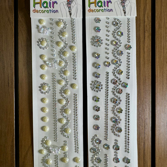 Pearl Butterfly & Stars 3D Hair Sticker Sheet | Self-Adhesive