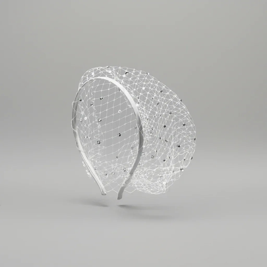 White Luxe Birdcage Veil