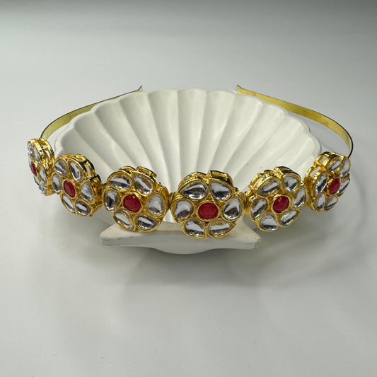 Ruby Floral Kundan Hairband