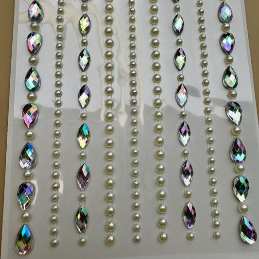 Pearl Crystal Drops Hair Stickers - Self Adhesive