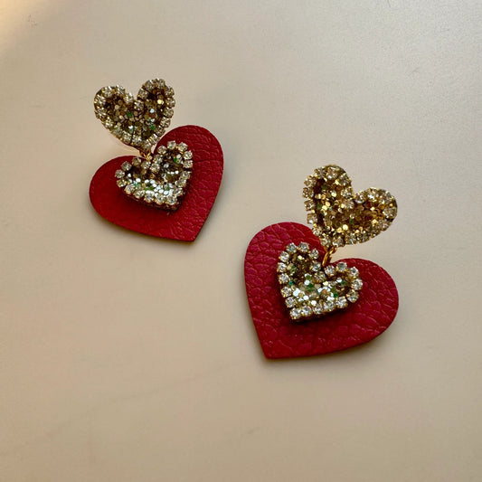 Heart Stud Drop Earrings