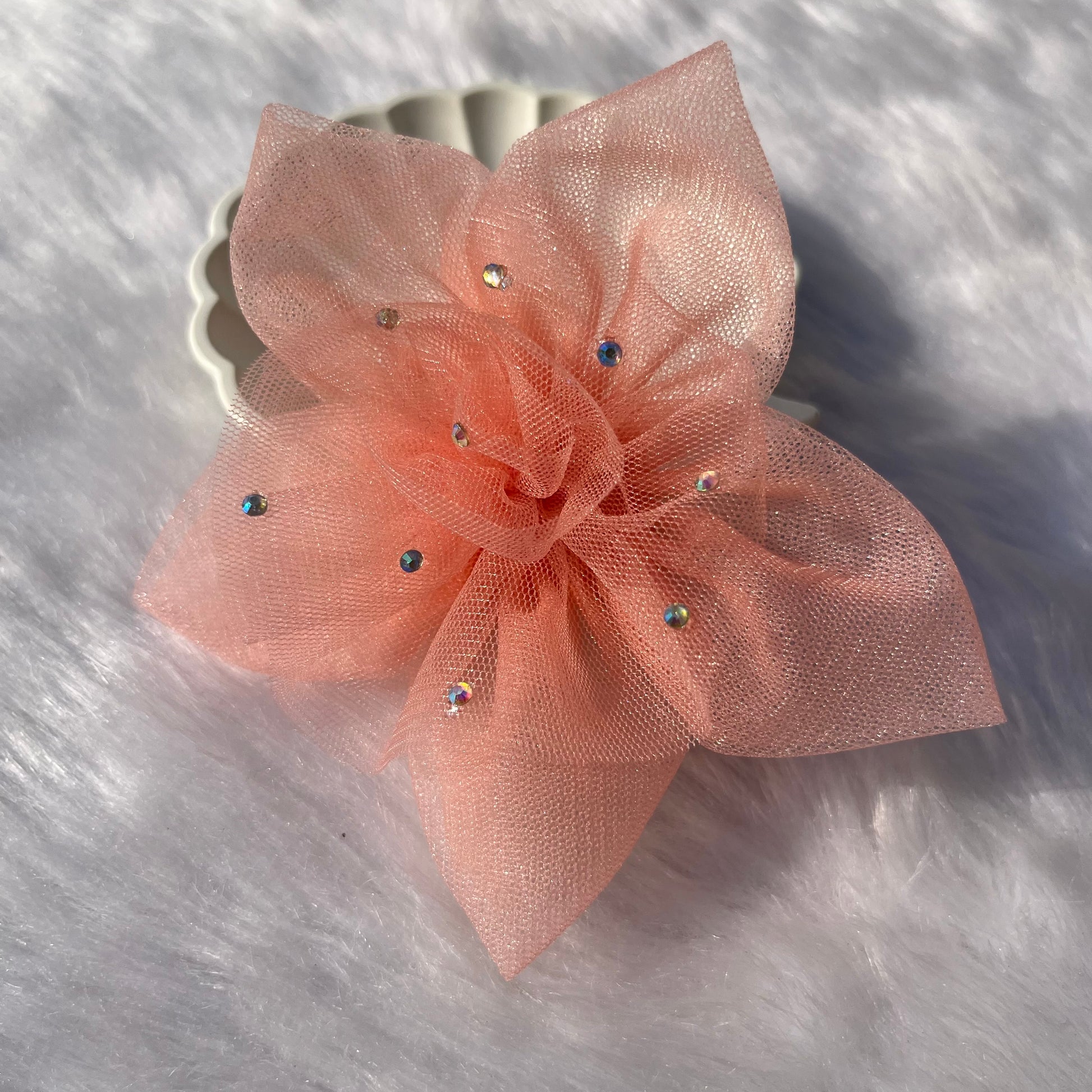 Peach Twilight Flower Hair Clip