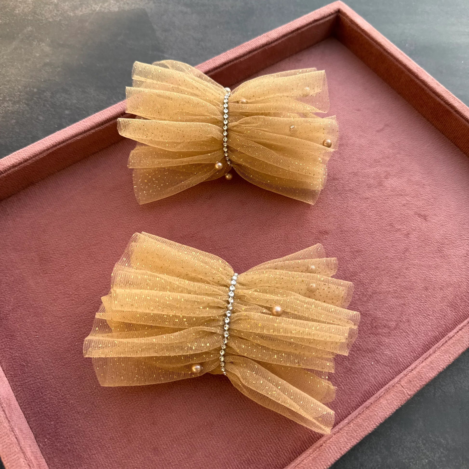 Ruffled Charm Tulle Golden Cuff Gloves