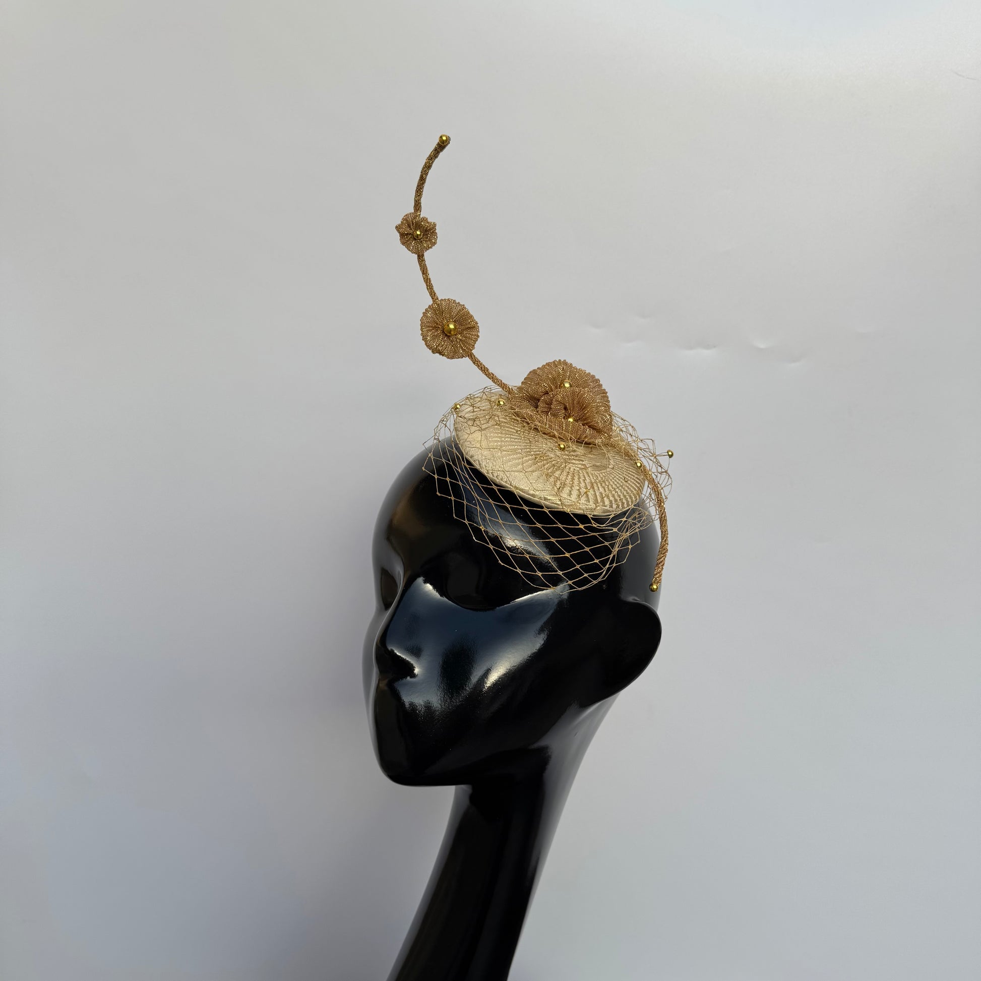 Gold Veil Fascinator Hat Headpiece