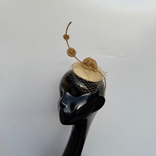 Gold Veil Fascinator Hat Headpiece