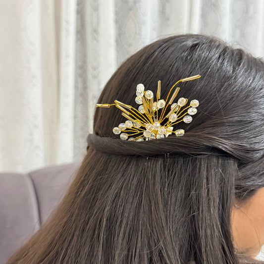 Noor Jhalak Champagne Glow Crystal Hair Comb Pin