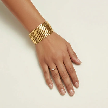 Golden Stacked Cuff Bracelet