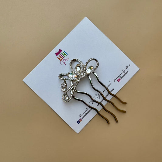 Silver Crystal Crown French Hair Pin