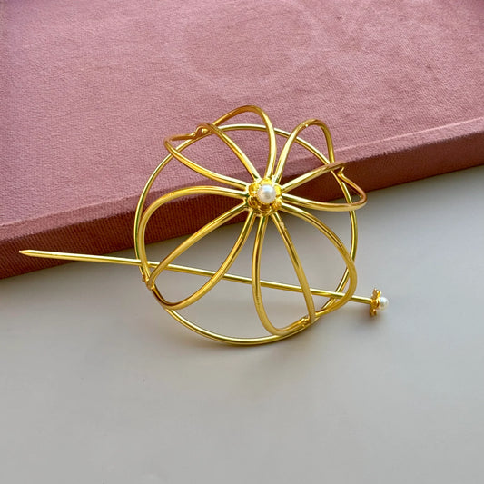 Petals Brass Bridal Bun Cage