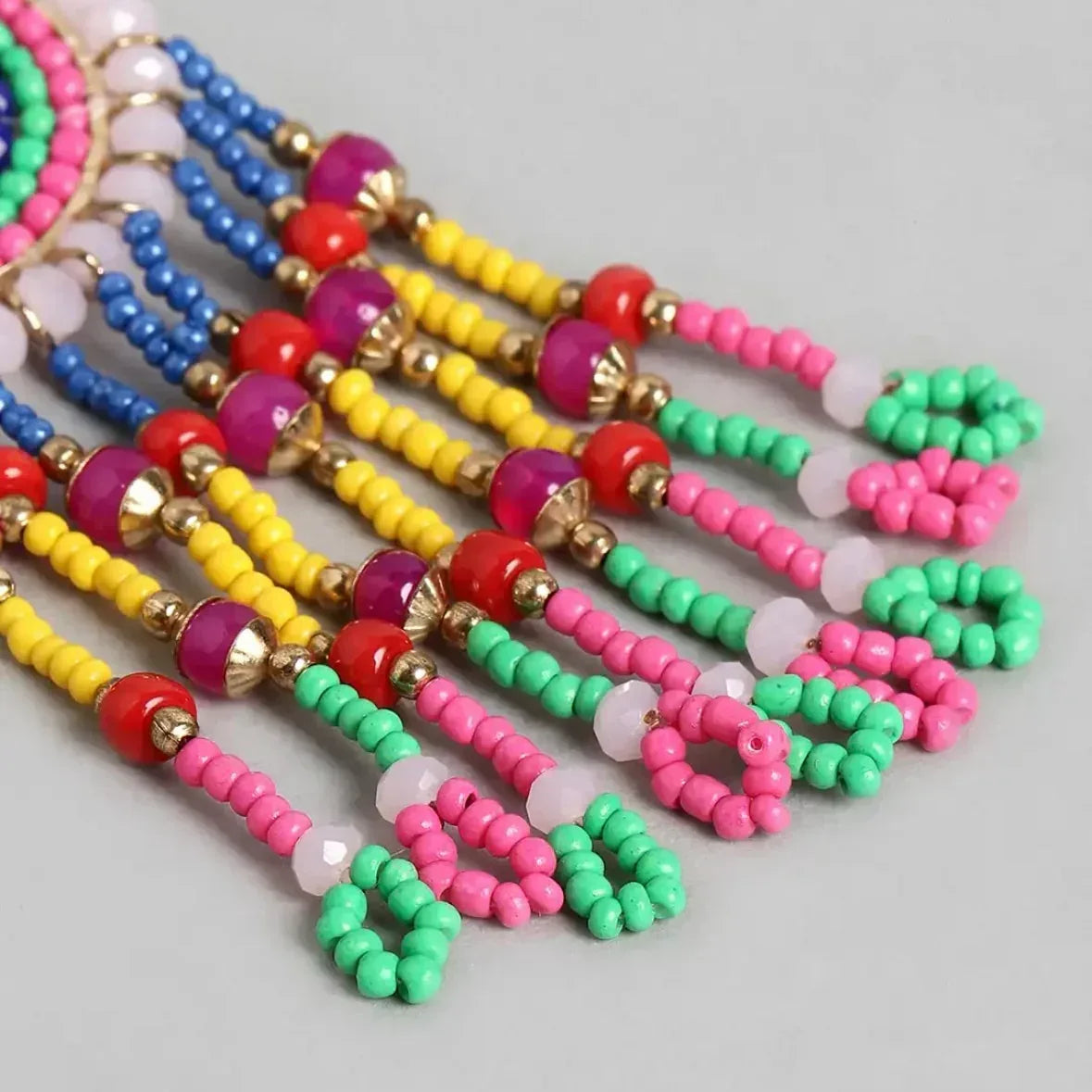 Multicolour Beaded Circular Drop Earrings - Nisha Gera