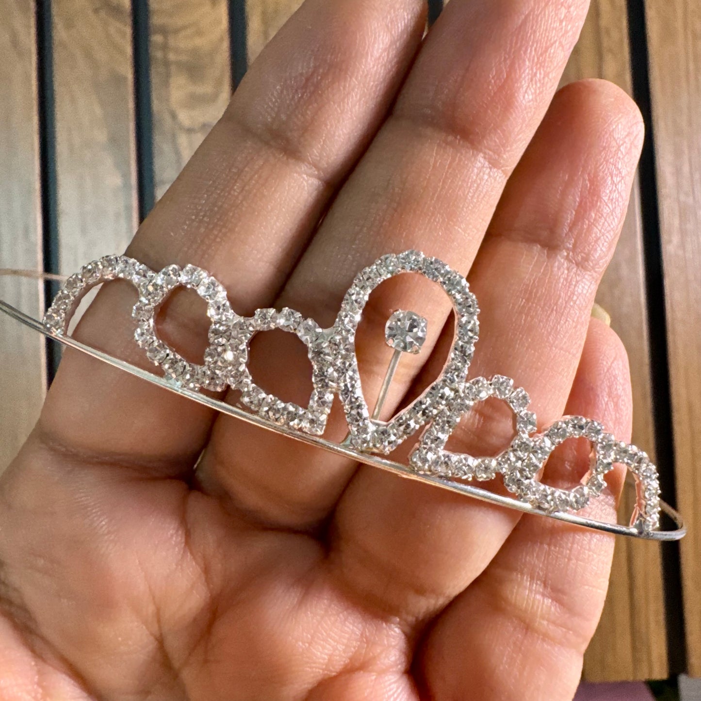 Silver Crystal Petal Tiara Headband