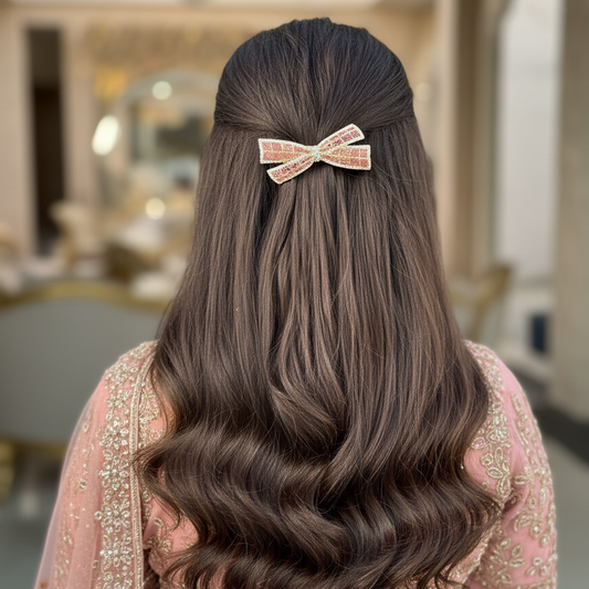 Rosé Luxe Crystal Bejewelled Bow Barrette Clip