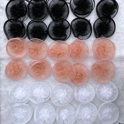Peach, Black & White Twisted Fascinators – Pack of 30