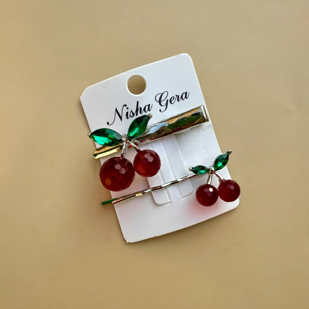 Crystal Cherry Hair Clip & Pin Set