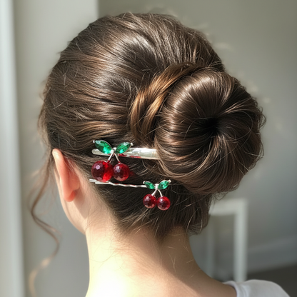Crystal Cherry Hair Clip & Pin Set