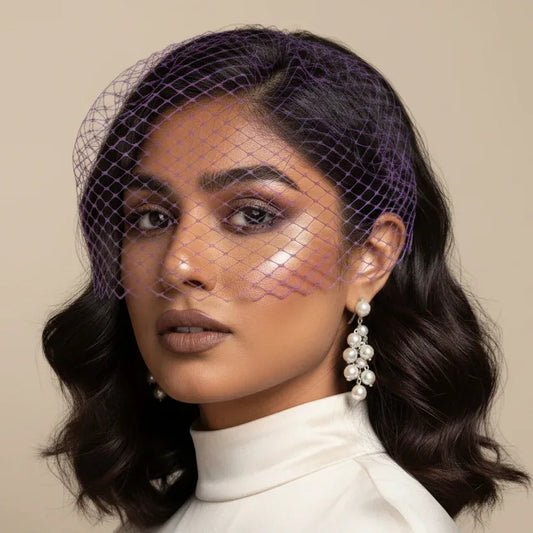 Regal Purple Birdcage Veil