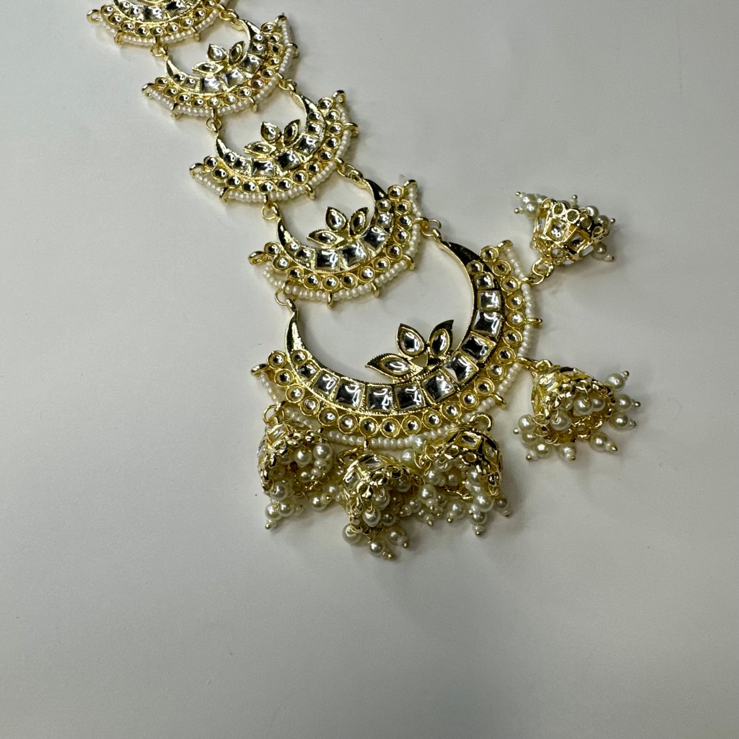 Crescent Moon Kundan Choti Hair Chain – Bridal Braid Accessory
