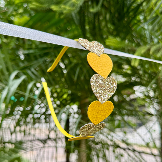Glitter Heart Parade Headband – Yellow & Gold