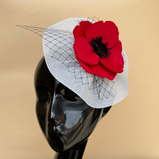 Garden Tales Red Poppy Wedding Hat with Veil