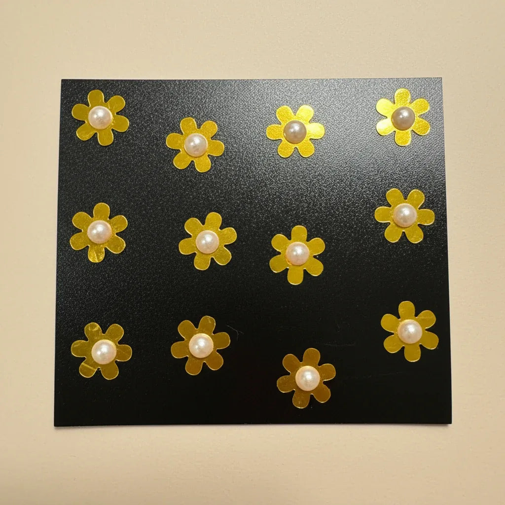 Gold Pearl Daisy Velcro Hair Stickers – Set of 12
