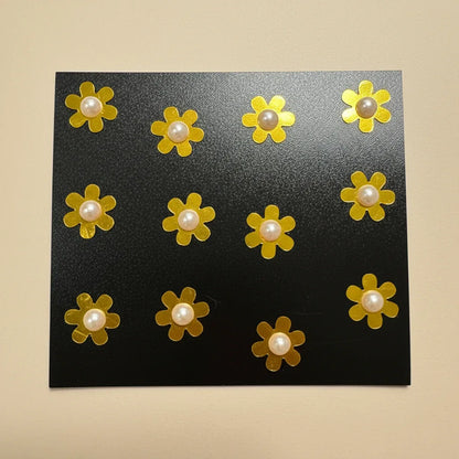 Gold Pearl Daisy Velcro Hair Stickers – Set of 12