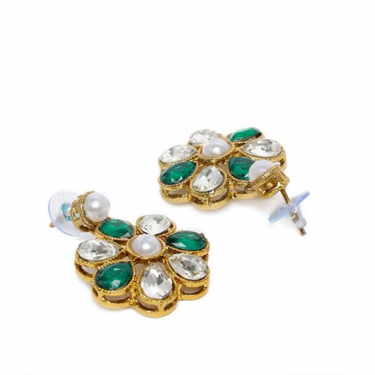 Royal Emerald Green Kundan & Pearl Choker Necklace Set