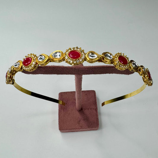 Ruby Stone Polki Bridal Hairband