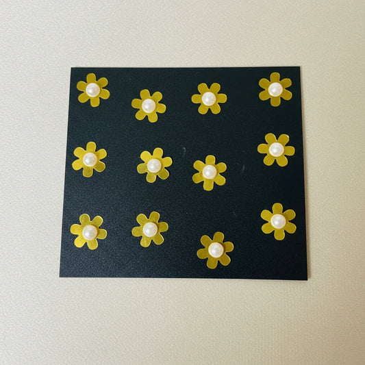 Gold Pearl Daisy Velcro Hair Stickers – Set of 12