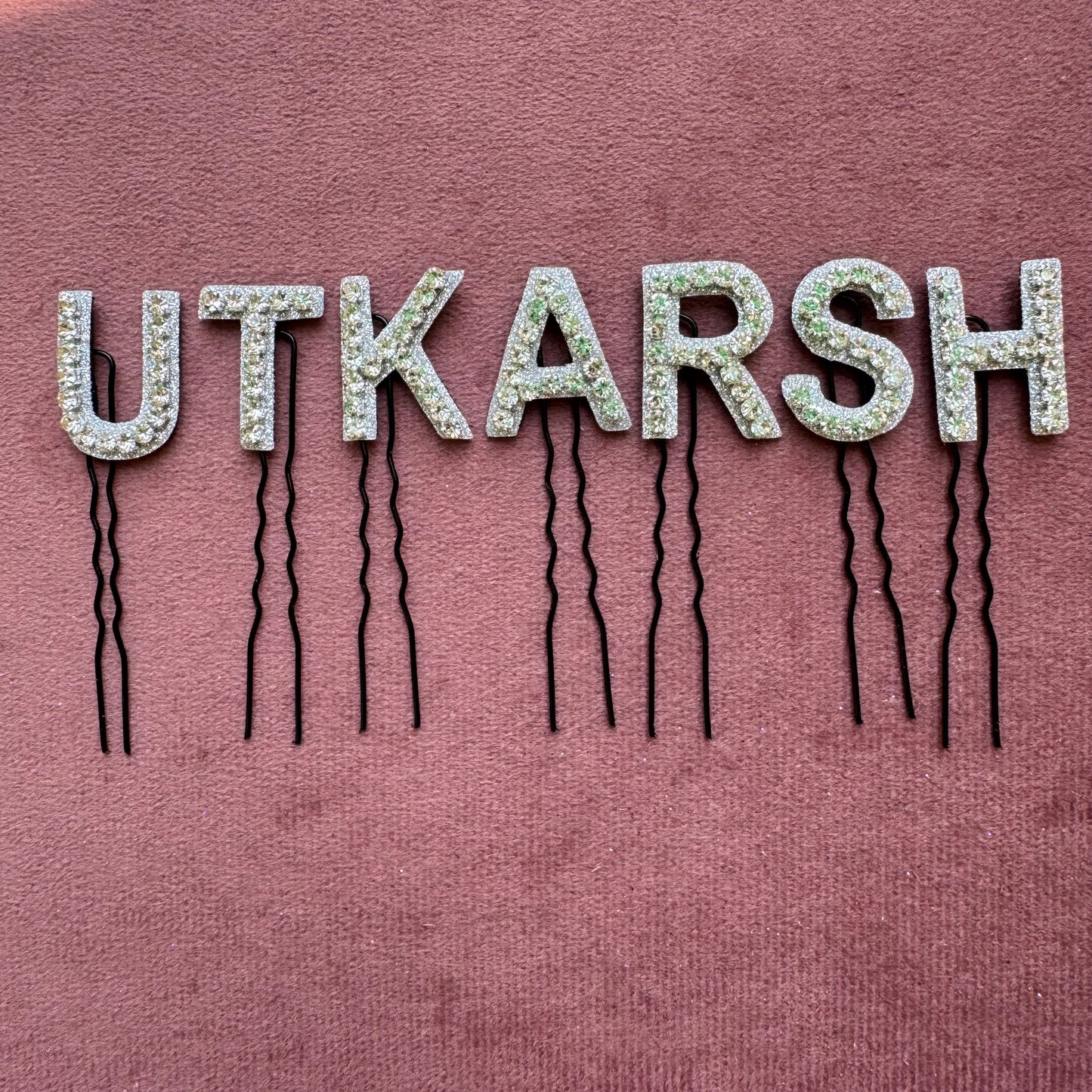 Silver Crystal Luxe Letter Hair Pin