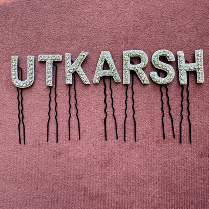 Silver Crystal Luxe Letter Hair Pin