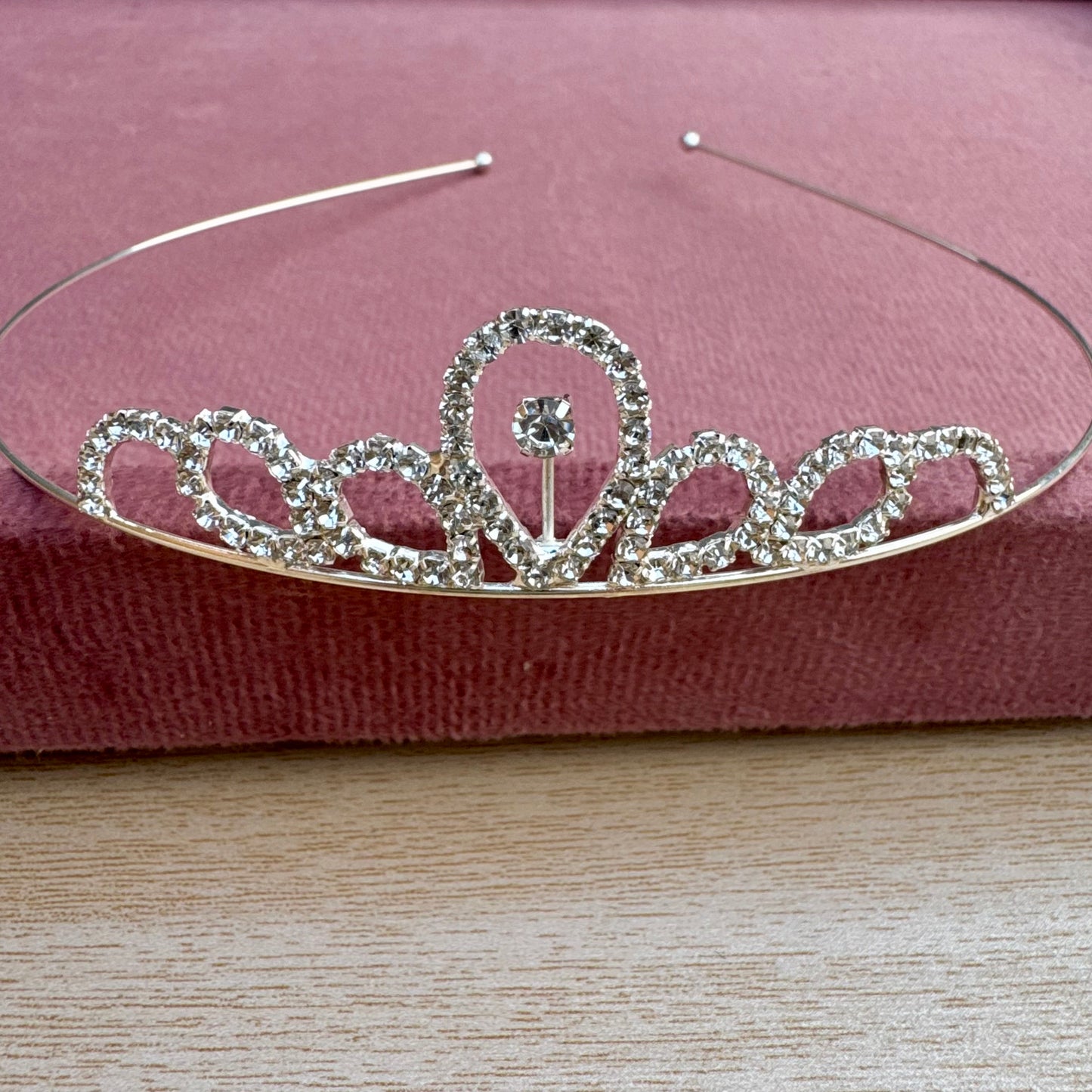 Silver Crystal Petal Tiara Headband
