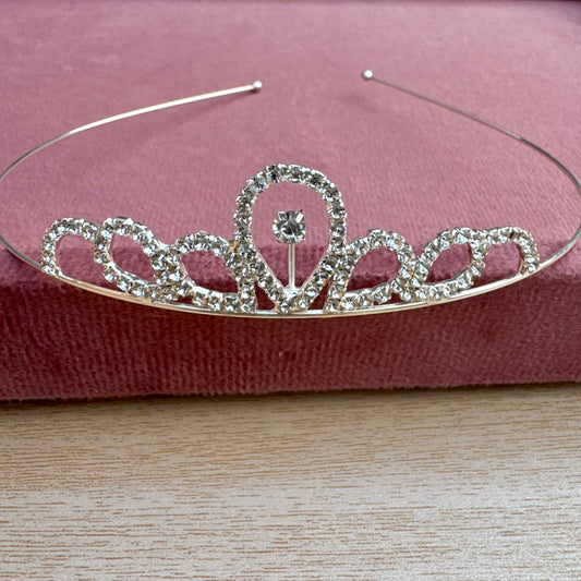 Silver Crystal Petal Tiara Headband