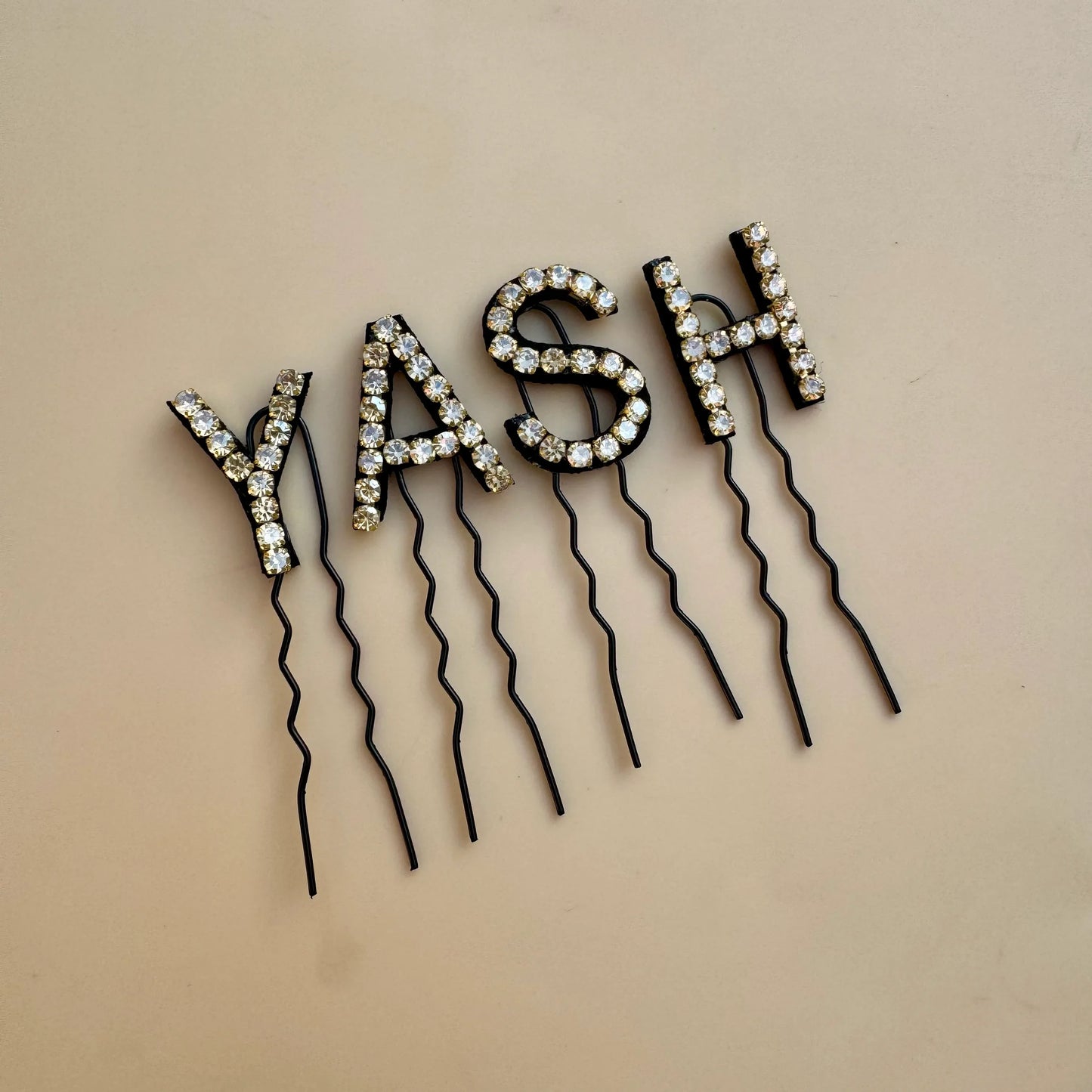 Custom Name Golden Crystal Letter Clips