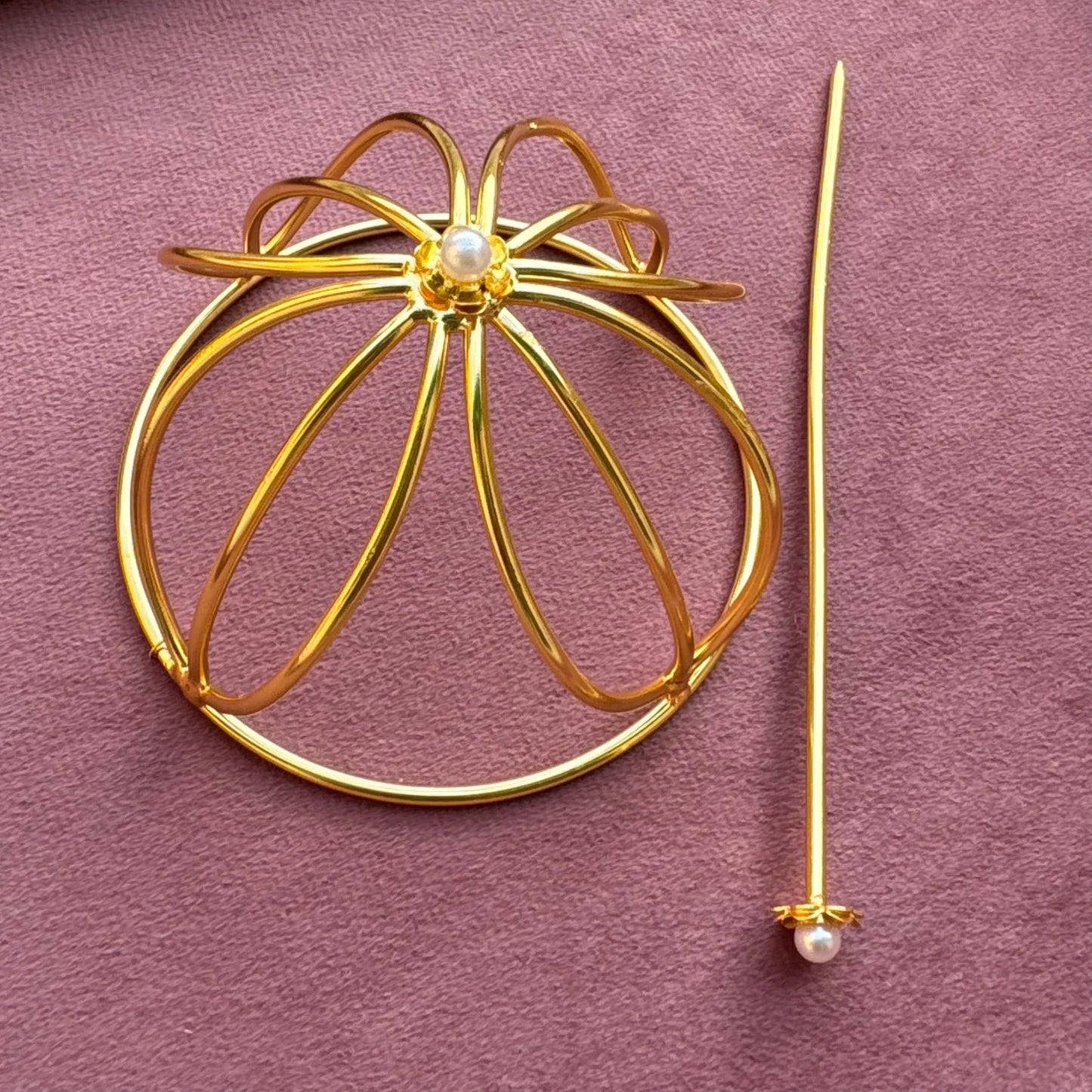 Petals Brass Bridal Bun Cage