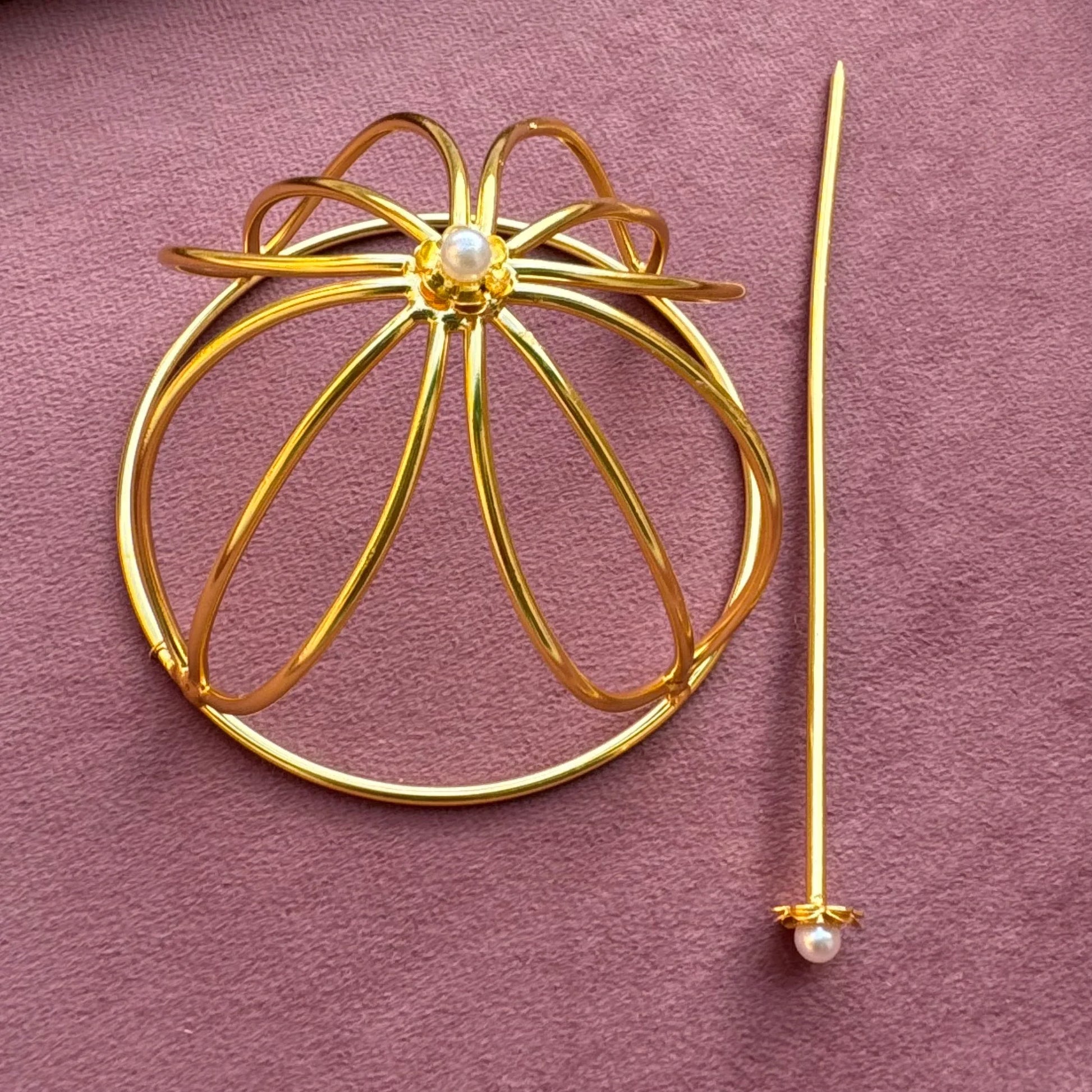 Petals Brass Bridal Bun Cage