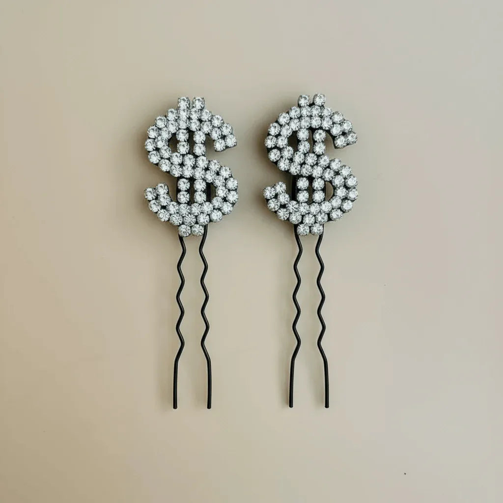 Dollar Sparkle Hair Pins – Set of 2
