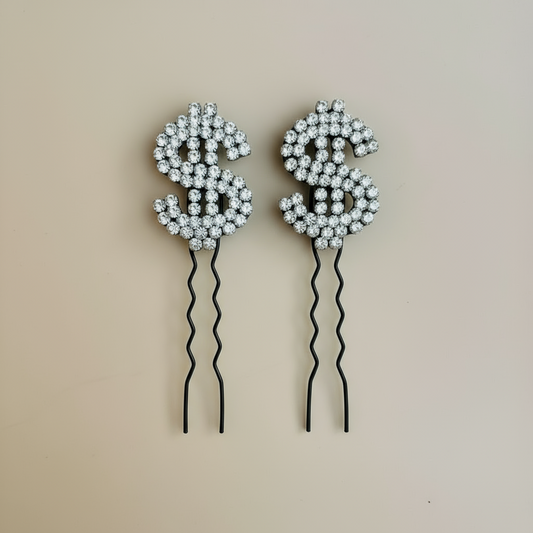 Dollar Sparkle Hair Pins – Set of 2