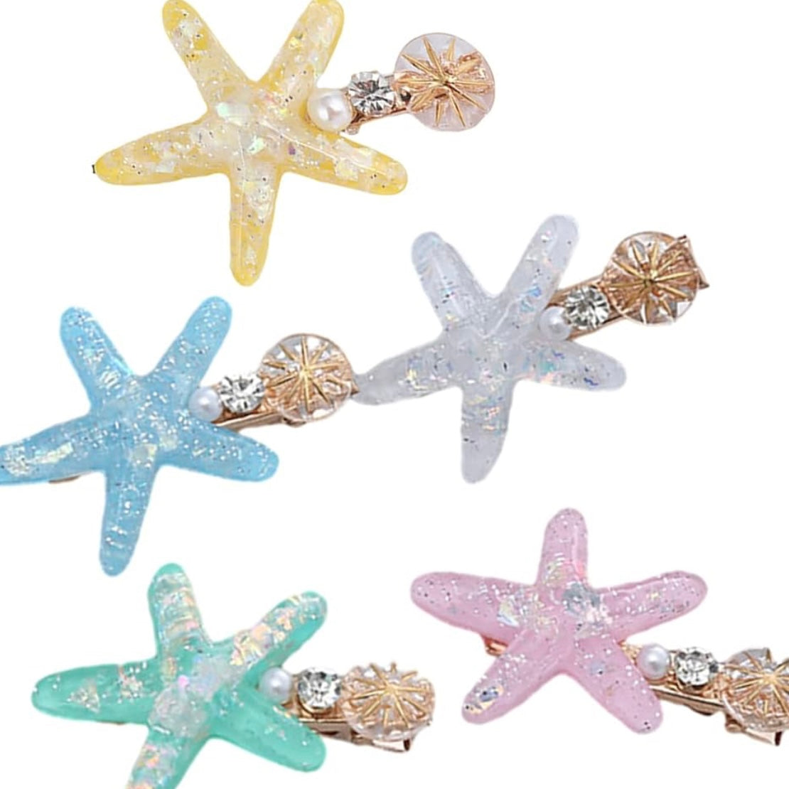 Resin Starfish Pearl Charm Hair Clip – 6 Color Options
