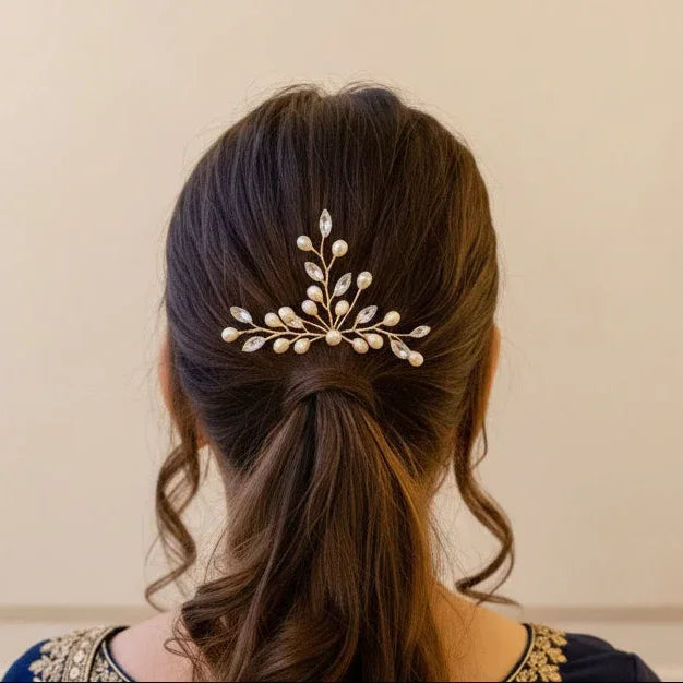 Ethereal Bloom Pearl & Crystal Hair Pin