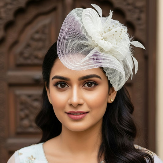 Chic Ivory Veil Fascinator