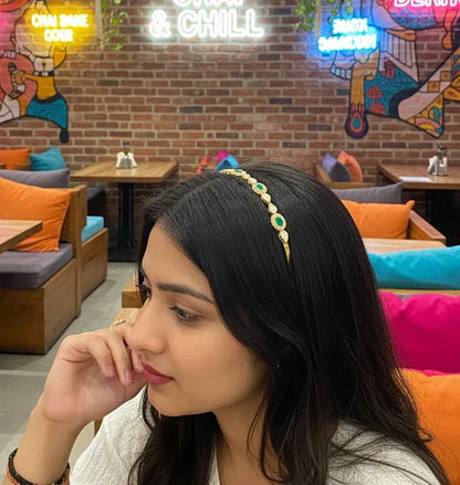 Green Kundan Hairband