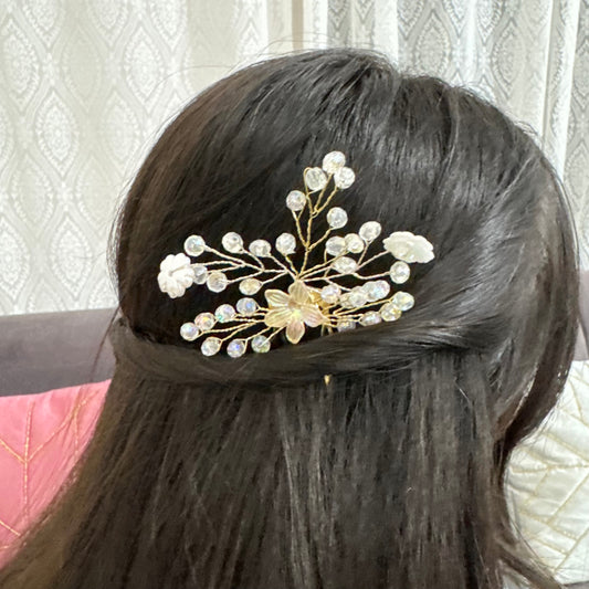 Tara Kamal Hair Pin | Bridal Floral Crystal Hair Accessory
