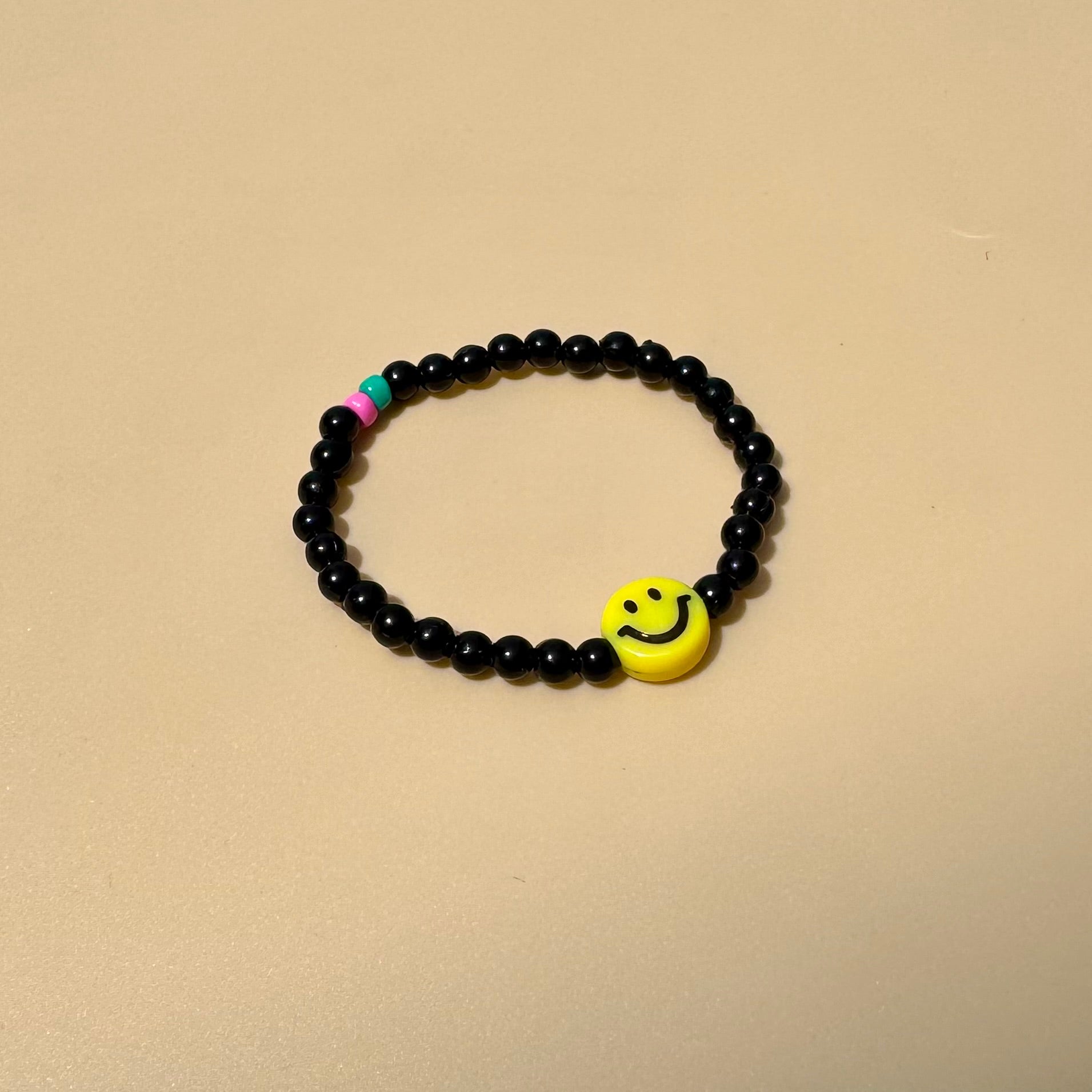 Smiley Charm Beaded Bracelet