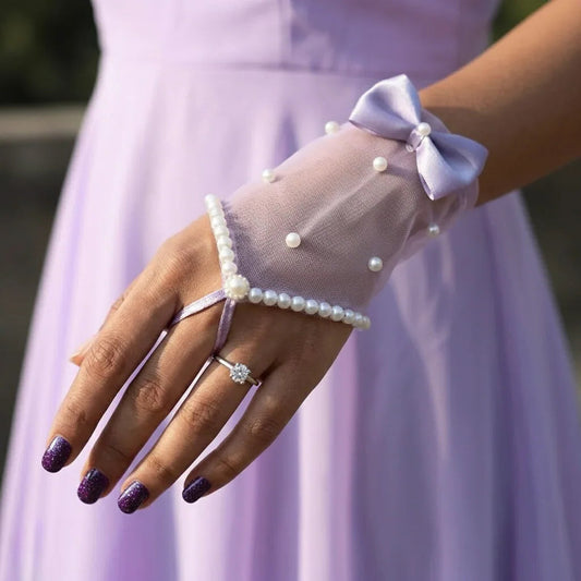 Embellished Lilac Gloves