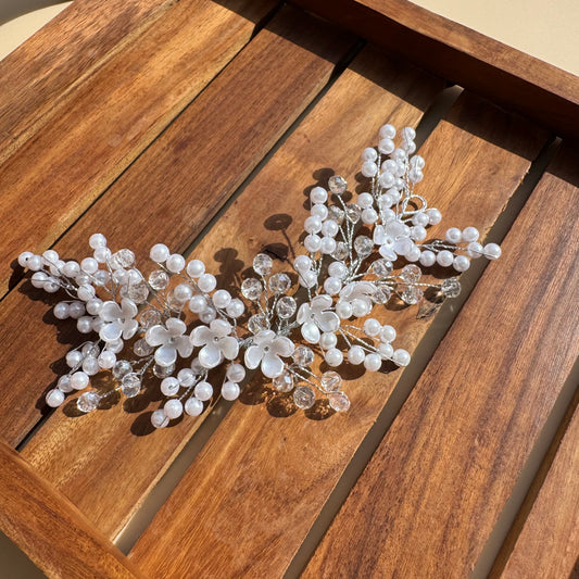 Ivory Bloom Pearl & Crystal Hair Vine